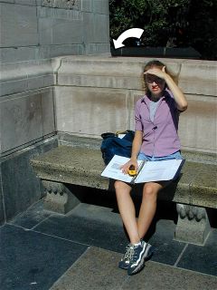 View from the benchmark of the plaza in front of Merchant’s Gate, 59th St.