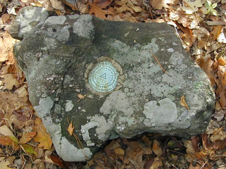 Eyelevel view of the disk set in the boulder.