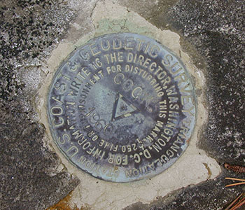 Close-up of the station mark.