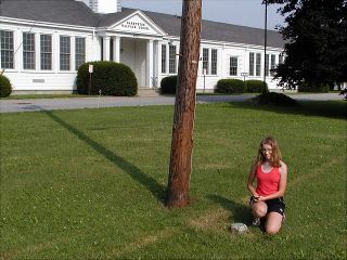 The general area around the mark; school and utility pole.