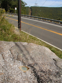 Eye level view of azimuth mark, facing southeast.