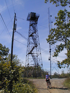 View of the tower from atop the nearby boulders.