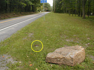 Orientation view, facing northeast along the Lentz Trail. Mark indicated.