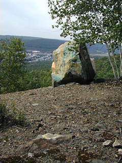 Looking from the station toward the yellow-orange boulder.