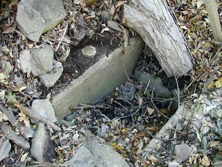 Eyelevel view of the azimuth mark on the culvert backwall.