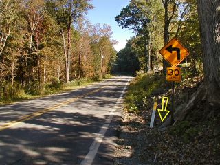 Orientation view, facing east along Rt. 307, mark indicated.