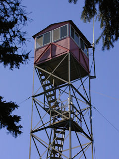 Cabin at the top of the tower.