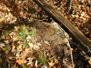 Eye-level view of the mark on the rock outcrop.