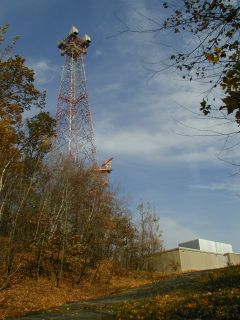 Microwave tower at American Tower facility.