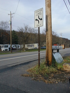 Looking NE toward powerpole 71 and Routes 6 & 209. The suspected location of the mark.