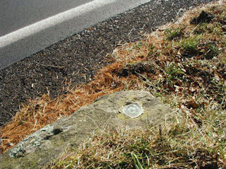 The boulder is just west of the edge of Route 402.