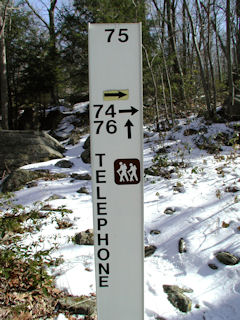 Marker at junction of Telephone and Whittaker trail.