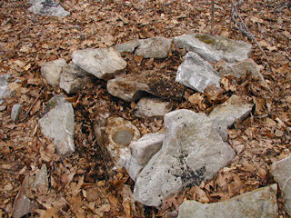 Eye-level view of the RM and the pile of stones.