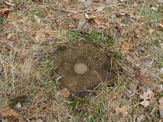 Eye-level view of reference mark and monument.