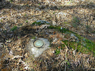 Eyelevel view of the mark on the boulder.