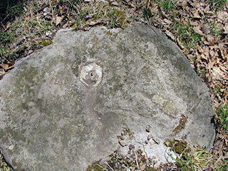 Eye-level view of the outcropping boulder.