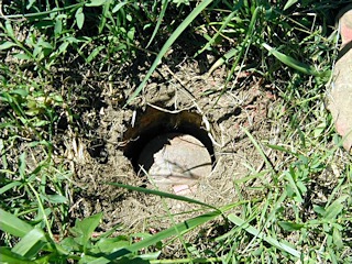 Close-up showing depth of the marker in the hole.