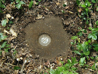 Eye-level view of the disk on the monument.