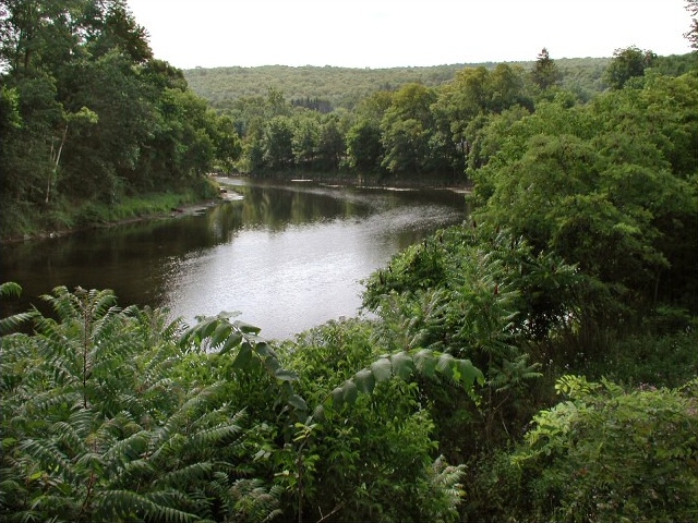 A view of the river from the concrete bridge.