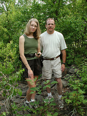 Zhanna and John pose for a photo for my cache log.