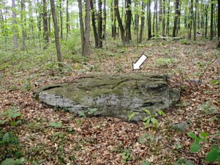 The boulder is the only one in the immediate area (location of mark is indicated).