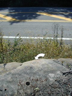 Looking south to Route 307, reference mark visible.