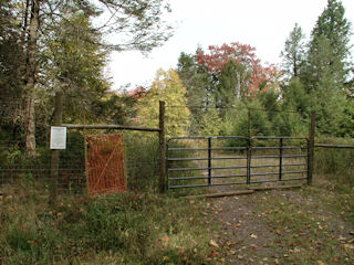 “Deer Exclosure,” hiker access (left of gate).