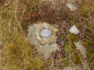 Eyelevel view of the mark set in outcropping bedrock.