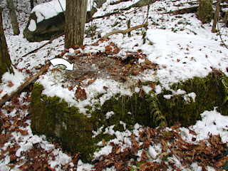 The disk is set into a prominent boulder.