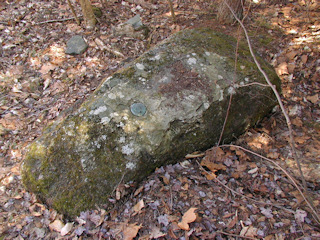 The disk set in top of the large boulder.