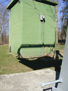 The proximity of the mark to the side of the familiar green gaging station building.