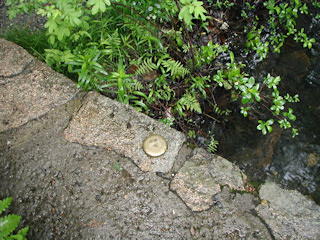 Eyelevel view of the disk on the stone bridge.