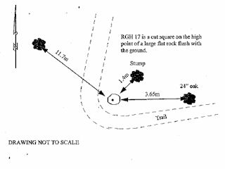 This diagram from the datasheet shows the position of the rock relative to the intersection of trails. We approached along the main trail, which comes from the southwest.