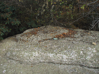 Eyelevel view of the disk on the large outcrop.