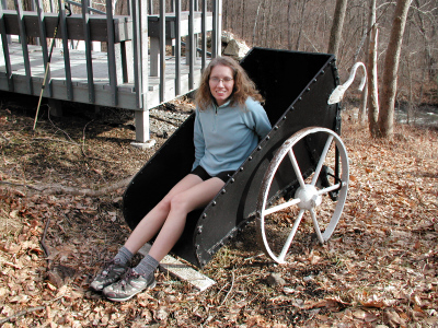 With Rich's encouragement (“OK ... into the cart you go!!!”), Zhanna breaks the rules and plays around in this cart.