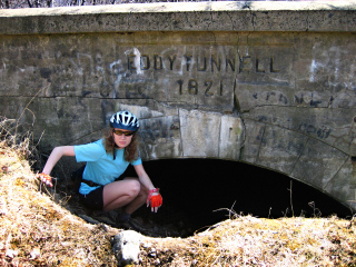 Trying hard not to slide down into the tunnel(l)!