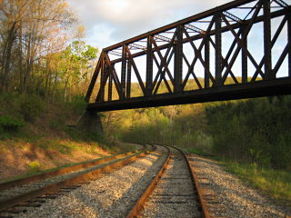 Looking SE along the tracks, mark indicated.