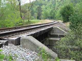 Looking NE at the bridge, mark indicated.