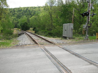 Looking E from the road crossing, mark indicated.