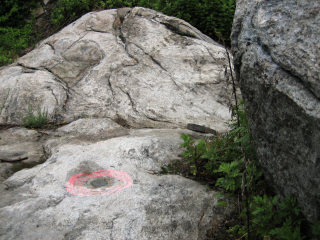 Eyelevel view of the disk on outcropping bedrock.