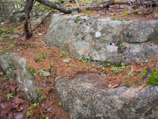 Eyelevel view of the disk set into the rock outcrop.