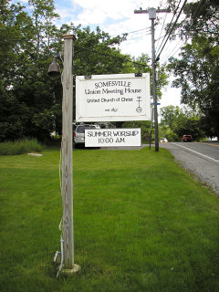 Sign indicating that this is the correct church.