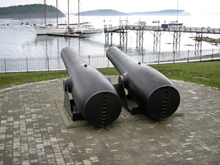 The cannons point out to sea!