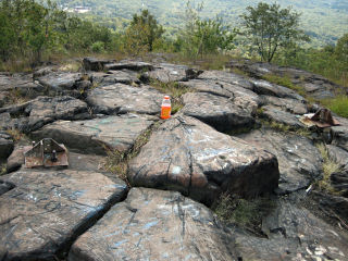 View of the station (indicated by bottle), RM 1 location, and the SE and SW beacon footings.