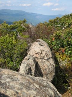 Looking down at MARY RM 1 from a nearby boulder.