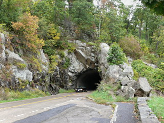 A vehicle emerges from Mary’s Rock Tunnel.