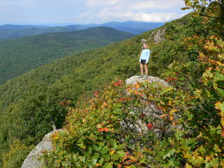 Zhanna finds a sunny ledge along the way.