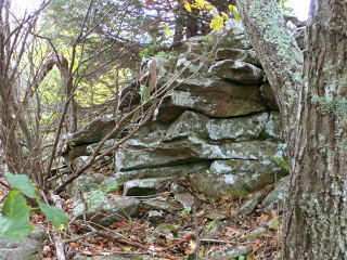 The high outcrop viewed from the ground, RM indicated.