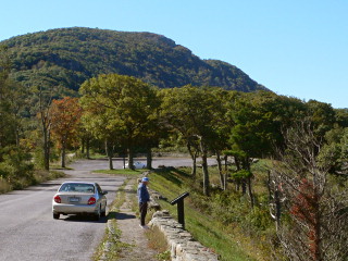 “Stony Man”'s profile in the mountain ahead.