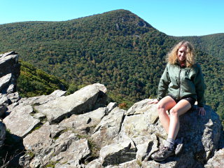 At windy Crescent Rock